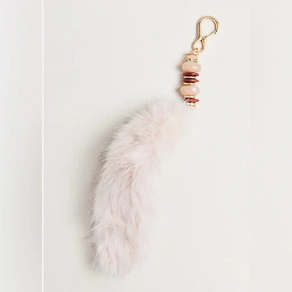 NWOT Anthropologie Faux Fur Beaded Bag Charm - Picture 2 of 5